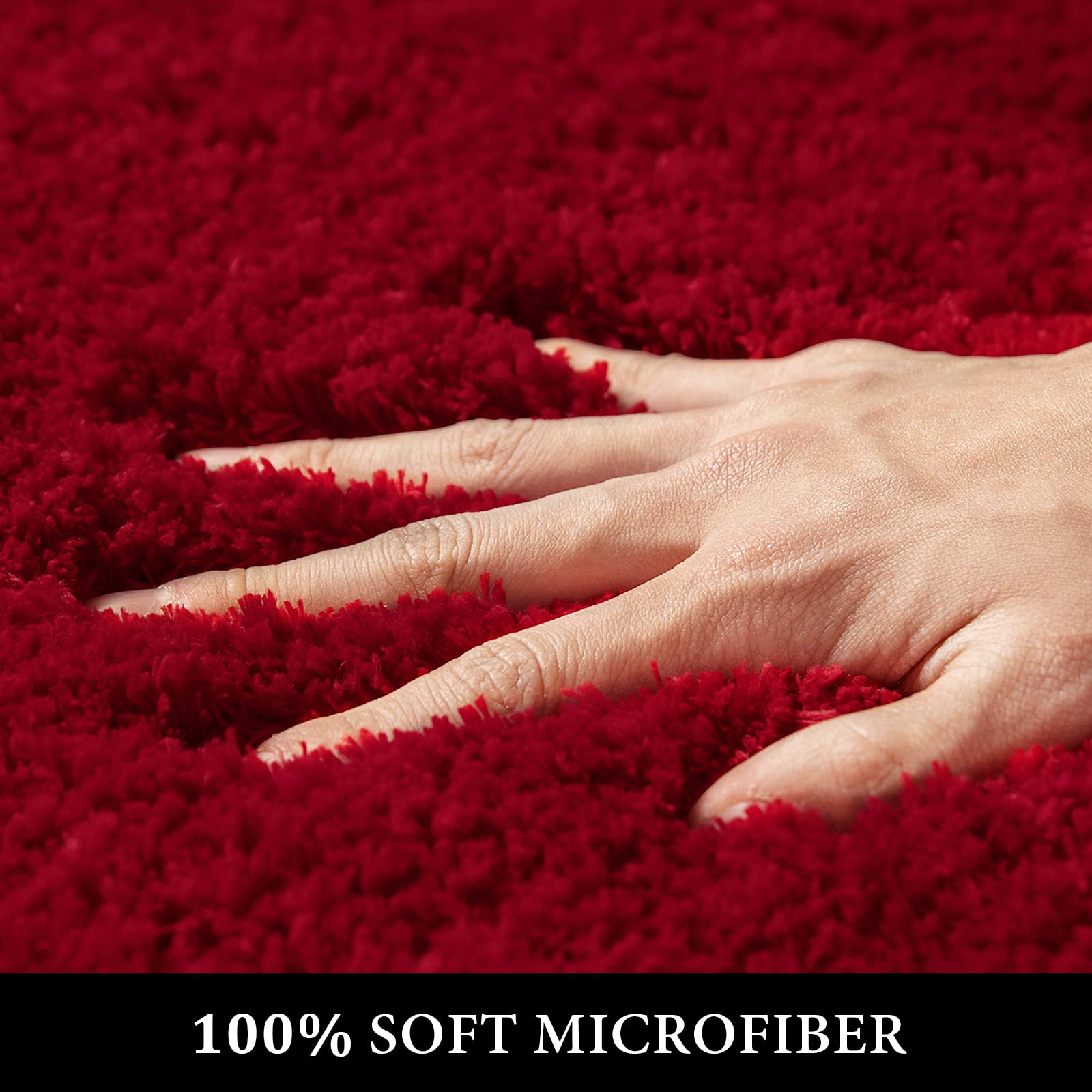 Miulee Red Set Of 2 Non Slip Shaggy Bathroom Rugs Extra Thick Soft Bath Mats Plush Microfiber Absorbent Water For Tub Shower Mac